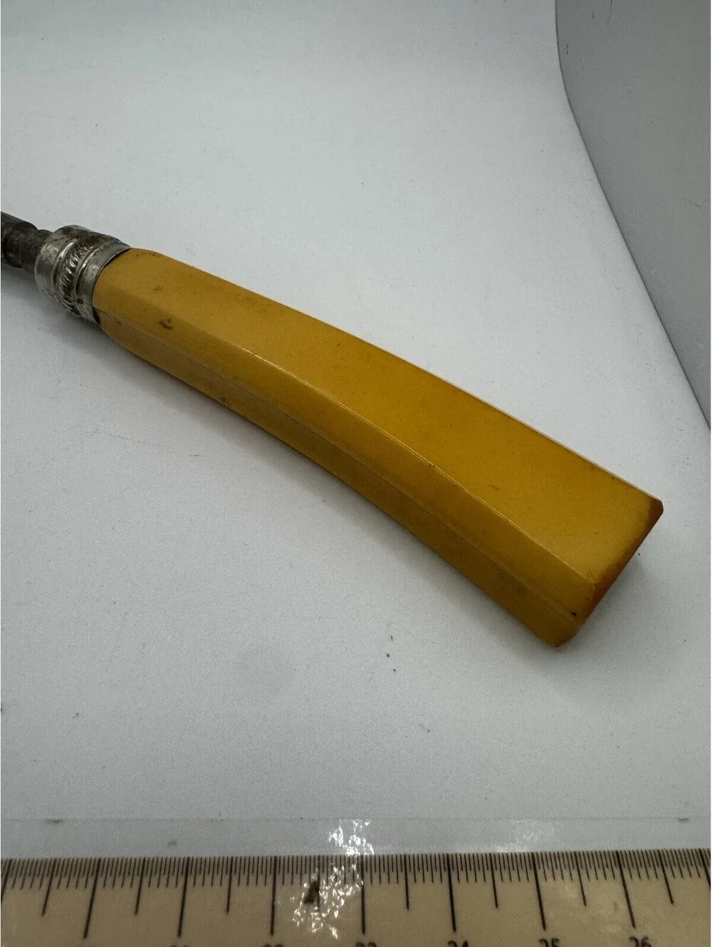 Vintage Butterscotch Bakelite Handle Honing Steel Knife Sharpener MCM 11.25”